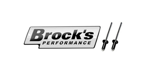 Brock's Performance Logo Plate 4in White w/ Black Letters (Includes Rivets)