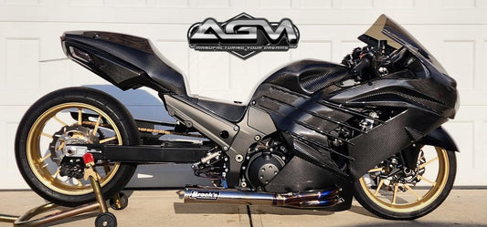 2006-2025 Kawasaki ZX14R AGM Carbon Fiber Full Front Fairing Kit (3/4 Upper)