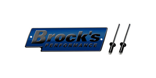 Brock's Performance Logo Plate 4in Blue w/ Black Letters (Includes Rivets)