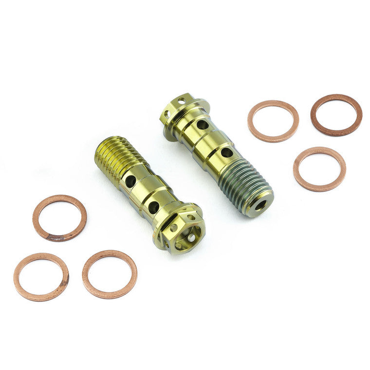 2017-2025 Suzuki GSXR1000 Titanium Banjo Bolt Double M10x(1.25mm) Front Brake Caliper Race Spec Pack x2 TIBANJOD10R-2Z1