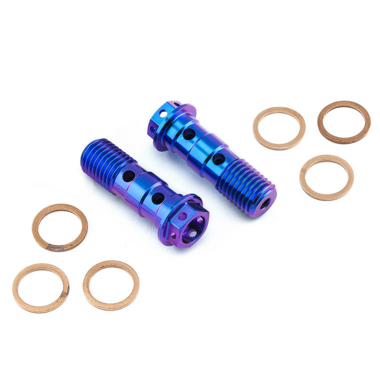 2017-2025 Suzuki GSXR1000 Titanium Banjo Bolt Double M10x(1.25mm) Front Brake Caliper Race Spec Pack x2 TIBANJOD10R-2Z1
