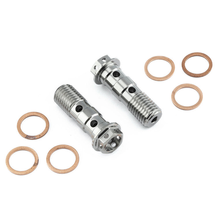 2017-2025 Suzuki GSXR1000 Titanium Banjo Bolt Double M10x(1.25mm) Front Brake Caliper Race Spec Pack x2 TIBANJOD10R-2Z1